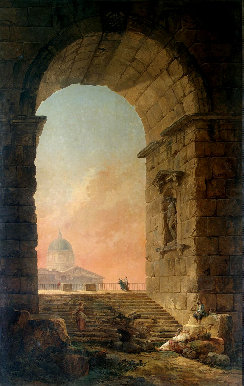 Пейзаж с аркой и куполом собора св. Петра в Риме (1773)